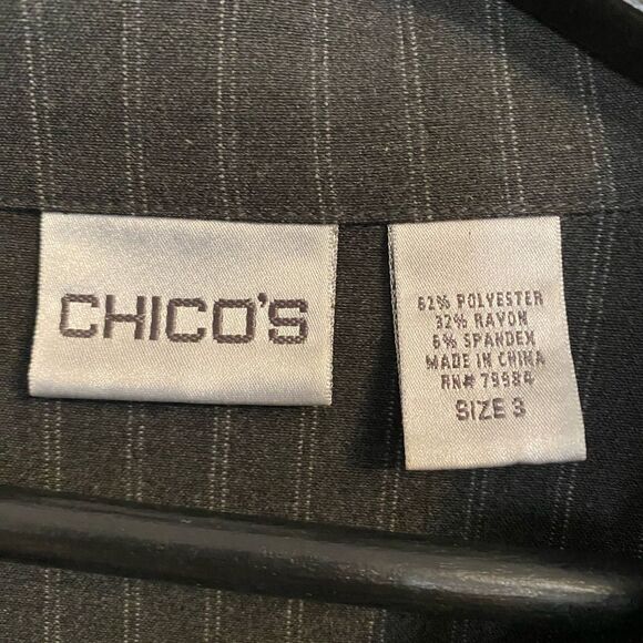 Chico's 3 (XL) Gray Pinstripe Button Up Blazer, Business Casual, Office UB-37 - Picture 4 of 9